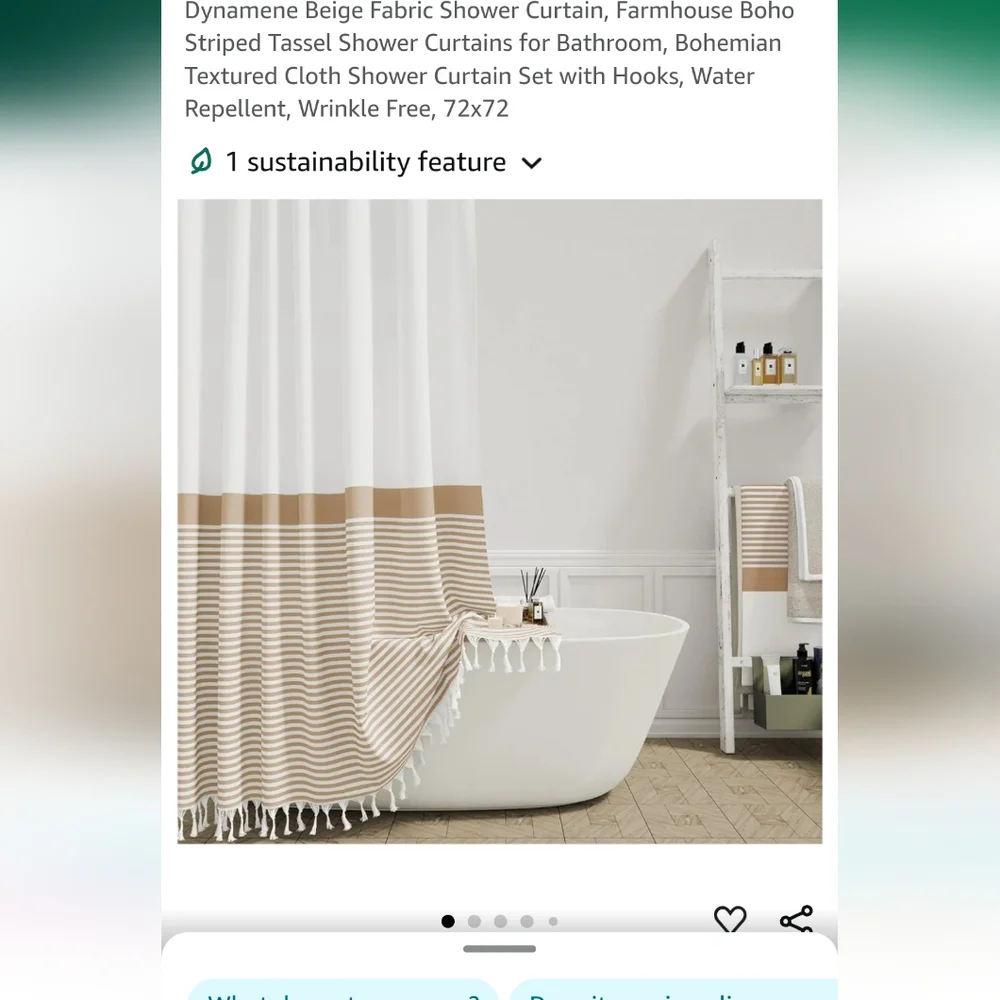 Fabric shower curtin BoHo Striped Tassel shower curtin 72×72 new with ho…